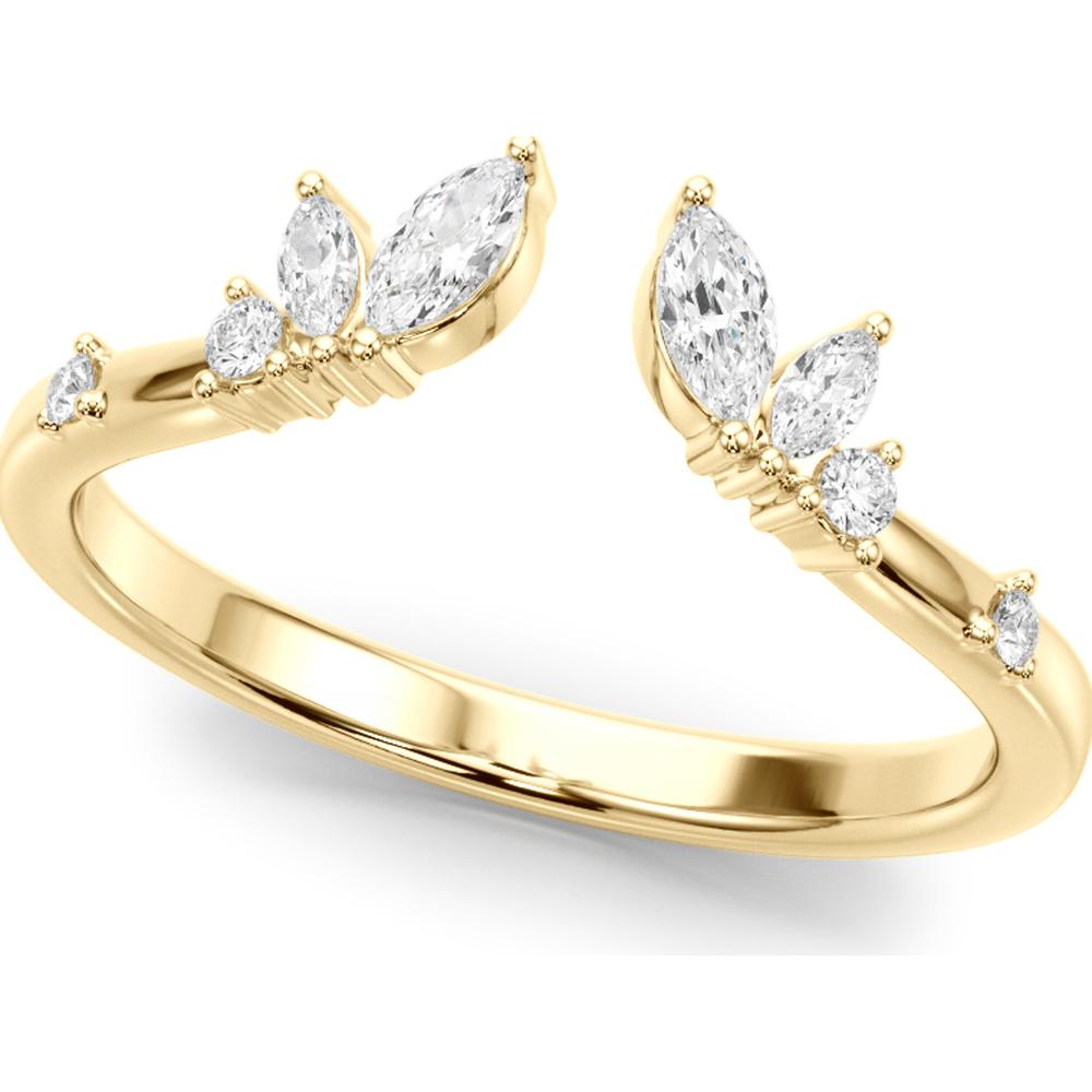 14K Yellow Gold Marquise-Cut Lab Diamond Fashion Ring - 0.25 Carats Total Weight - Size 7 by Robinson's Jewelers