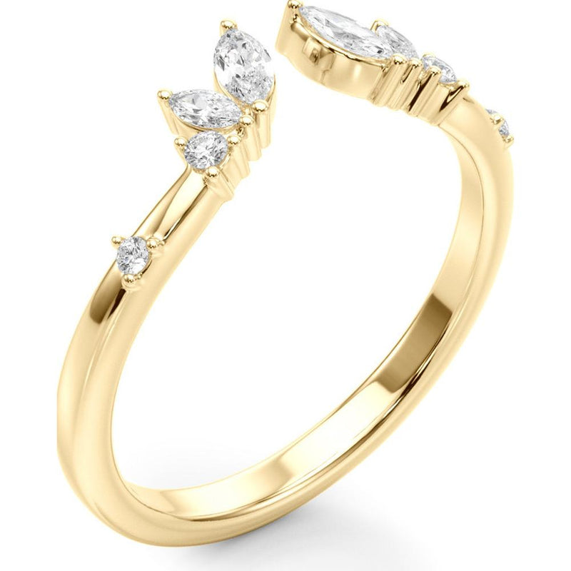 14K Yellow Gold Marquise-Cut Lab Diamond Fashion Ring - 0.25 Carats Total Weight - Size 7 by Robinson's Jewelers