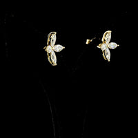 14K Yellow Gold Marquise Cut Lab Diamond Floral Stud Earrings - 2.22 Carats Total Diamond Weight, E-F Color, VS Clarity - Covaloro Fine Jewelry
