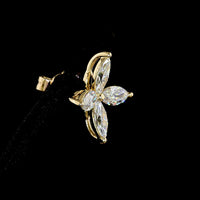14K Yellow Gold Marquise Cut Lab Diamond Floral Stud Earrings - 2.22 Carats Total Diamond Weight, E-F Color, VS Clarity - Covaloro Fine Jewelry