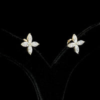 14K Yellow Gold Marquise Cut Lab Diamond Floral Stud Earrings - 2.53 Carats Total Diamond Weight - Covaloro Fine Jewelry