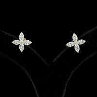 14K Yellow Gold Marquise Cut Lab Diamond Floral Stud Earrings - 2.53 Carats Total Diamond Weight - Covaloro Fine Jewelry
