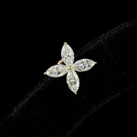 14K Yellow Gold Marquise Cut Lab Diamond Floral Stud Earrings - 2.53 Carats Total Diamond Weight - Covaloro Fine Jewelry