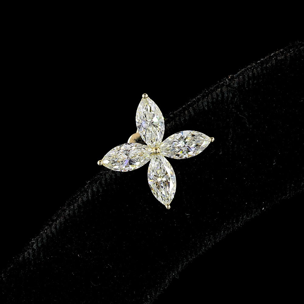 14K Yellow Gold Marquise Cut Lab Diamond Floral Stud Earrings - 2.53 Carats Total Diamond Weight - Covaloro Fine Jewelry