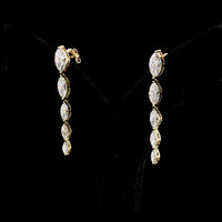 14K Yellow Gold Marquise Cut Lab Diamond Graduating Drop Earrings - 3.82 Carat Total Weight, E-F Color VS Clarity - Covaloro Fine Jewelry