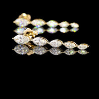14K Yellow Gold Marquise Cut Lab Diamond Graduating Drop Earrings - 3.82 Carat Total Weight, E-F Color VS Clarity - Covaloro Fine Jewelry