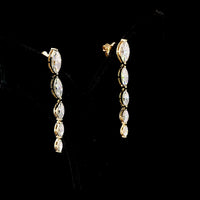 14K Yellow Gold Marquise Cut Lab Diamond Graduating Drop Earrings - 3.82 Carat Total Weight, E-F Color VS Clarity - Covaloro Fine Jewelry