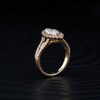 14K Yellow Gold Marquise Cut Lab Diamond Halo Ring with Split Shank - 3.81 Carats Total Diamond Weight - Covaloro Fine Jewelry