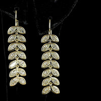 14K Yellow Gold Marquise Cut Lab Diamond Hanging Drop Earrings - 3.31 Carats Total Diamond Weight - Covaloro Fine Jewelry