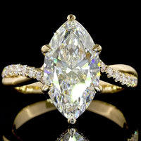 14K Yellow Gold Marquise Cut Lab Diamond Hidden Halo Ring - 3.35 Carat Total Weight with F VS1 Center Stone - Covaloro Fine Jewelry