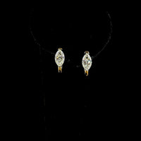 14K Yellow Gold Marquise Cut Lab Diamond Huggie Earrings - 2.02 Total Carat Weight with F VVS2 and F VS1 Stones - Covaloro Fine Jewelry