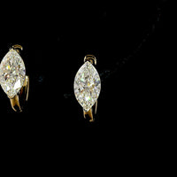 14K Yellow Gold Marquise Cut Lab Diamond Huggie Earrings - 2.02 Total Carat Weight with F VVS2 and F VS1 Stones - Covaloro Fine Jewelry