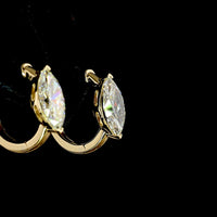 14K Yellow Gold Marquise Cut Lab Diamond Huggie Earrings - 2.02 Total Carat Weight with F VVS2 and F VS1 Stones - Covaloro Fine Jewelry