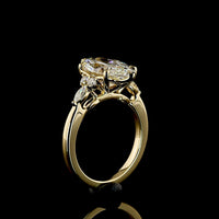 14K Yellow Gold Marquise Cut Lab Diamond Statement Ring with Scattered Side Stones - 3.59 Carat Total Weight, F VS1 Clarity - Covaloro Fine Jewelry