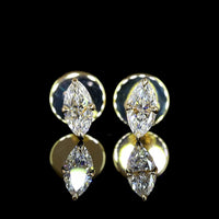 14K Yellow Gold Marquise Cut Lab Diamond Stud Earrings - 0.68 Carat Total Diamond Weight, E-F Color, VS Clarity - Covaloro Fine Jewelry