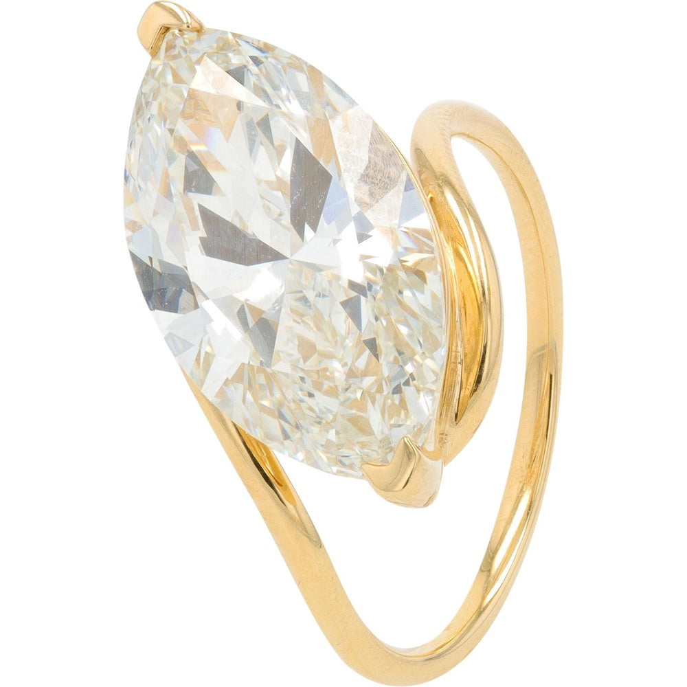 14K Yellow Gold Marquise Cut Lab Grown Diamond Engagement Ring - 6.25 Carat Total Diamond Weight