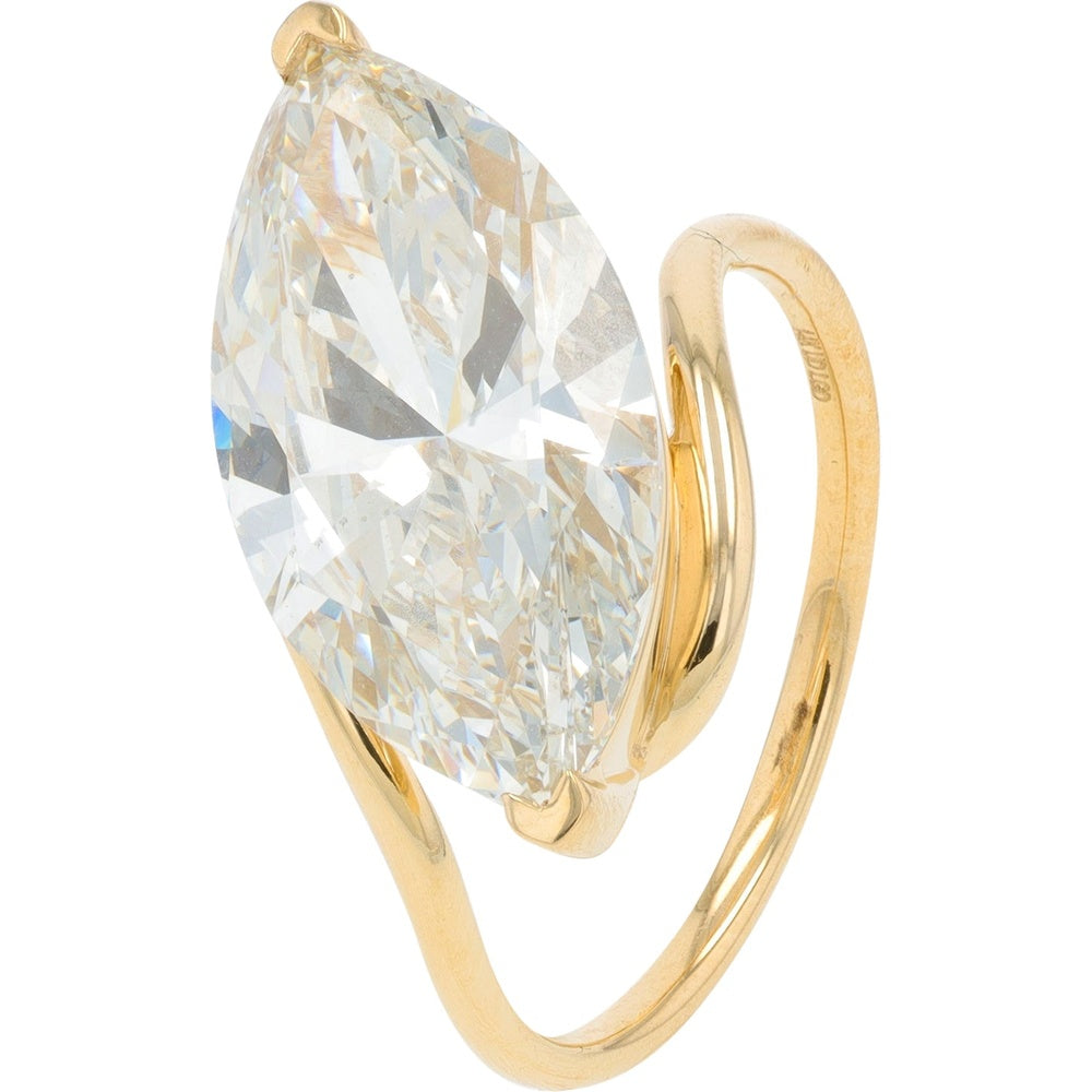 14K Yellow Gold Marquise Cut Lab Grown Diamond Solitaire Engagement Ring - 6.25 Carat Total Diamond Weight
