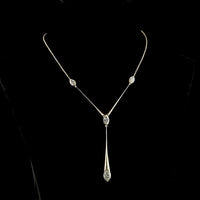 14K Yellow Gold Marquise Cut Lariat Necklace with Bezel Set Lab Diamonds - 3.06 Carat Total Weight - Covaloro Fine Jewelry