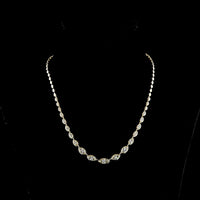 14K Yellow Gold Marquise Cut Riviera Necklace with Bezel Set Lab Diamonds - 4.95 Carat Total Weight - Covaloro Fine Jewelry