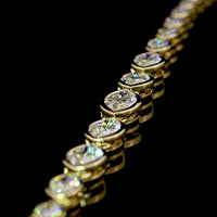 14K Yellow Gold Marquise Cut Riviera Necklace with Bezel Set Lab Diamonds - 4.95 Carat Total Weight - Covaloro Fine Jewelry