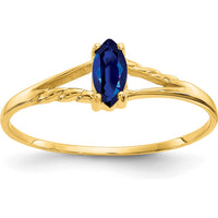 14K Yellow Gold Marquise-Cut Sapphire Ring with Twisted Band - 0.33 Carat Natural Blue Sapphire by Oro Pregiato