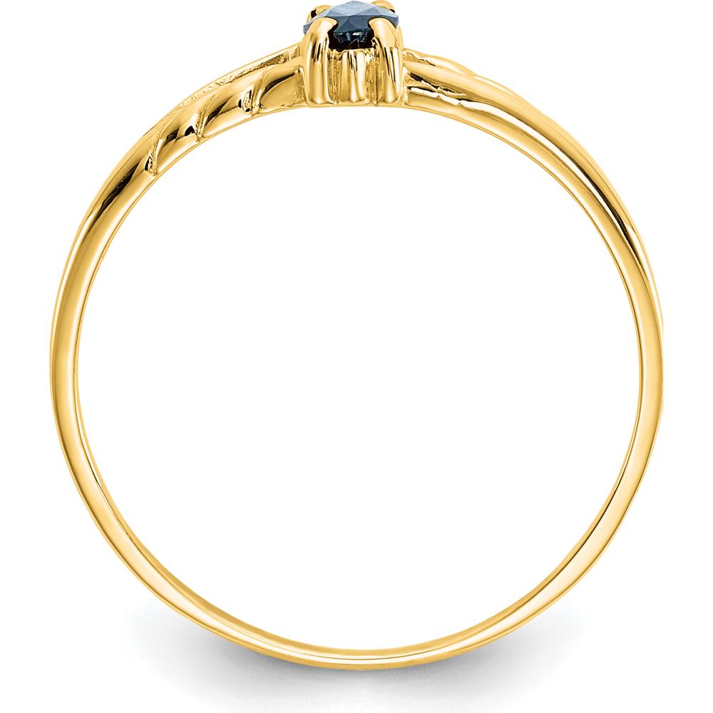 14K Yellow Gold Marquise-Cut Sapphire Ring with Twisted Band - 0.33 Carat Natural Blue Sapphire by Oro Pregiato