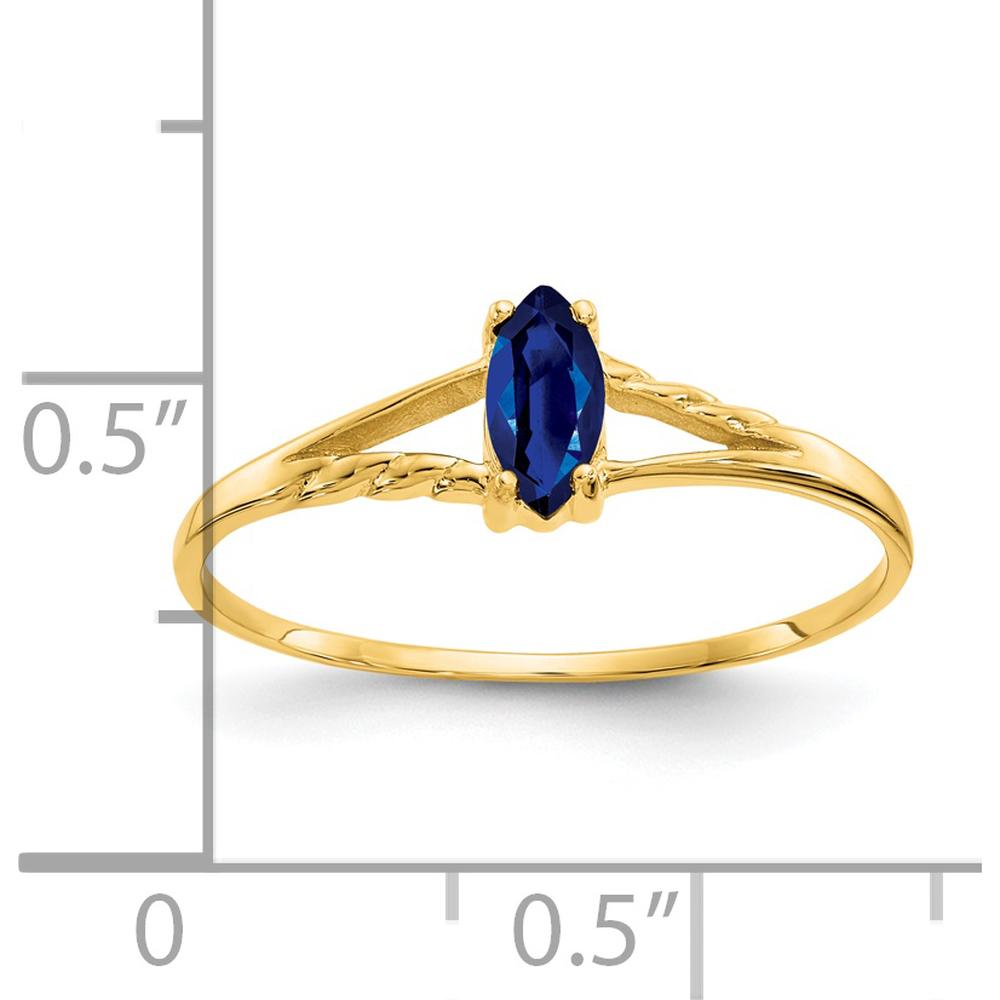 14K Yellow Gold Marquise-Cut Sapphire Ring with Twisted Band - 0.33 Carat Natural Blue Sapphire by Oro Pregiato