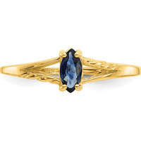 14K Yellow Gold Marquise-Cut Sapphire Ring with Twisted Band - 0.33 Carat Natural Blue Sapphire by Oro Pregiato