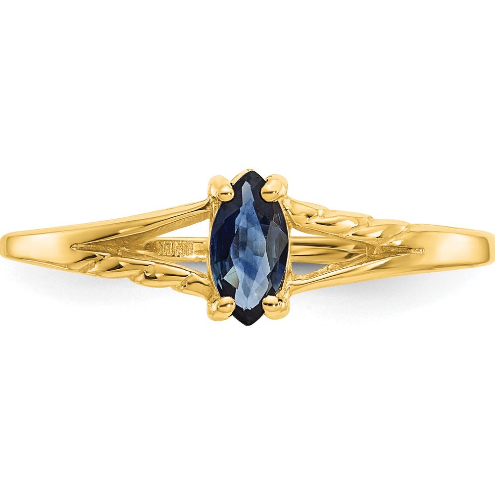 14K Yellow Gold Marquise-Cut Sapphire Ring with Twisted Band - 0.33 Carat Natural Blue Sapphire by Oro Pregiato