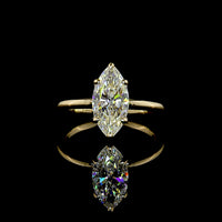14K Yellow Gold Marquise Cut Solitaire Engagement Ring with Lab Grown E-F VVS2 Diamond - 2.15 Carat Total Diamond Weight - Covaloro Fine Jewelry