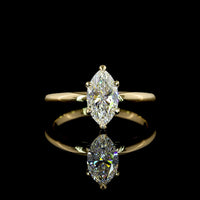 14K Yellow Gold Marquise Cut Solitaire Ring with 1.05 Carat Lab Grown D VVS1 Diamond - IGI Certified - Covaloro Fine Jewelry