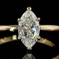 14K Yellow Gold Marquise Cut Solitaire Ring with 1.05 Carat Lab Grown D VVS1 Diamond - IGI Certified - Covaloro Fine Jewelry