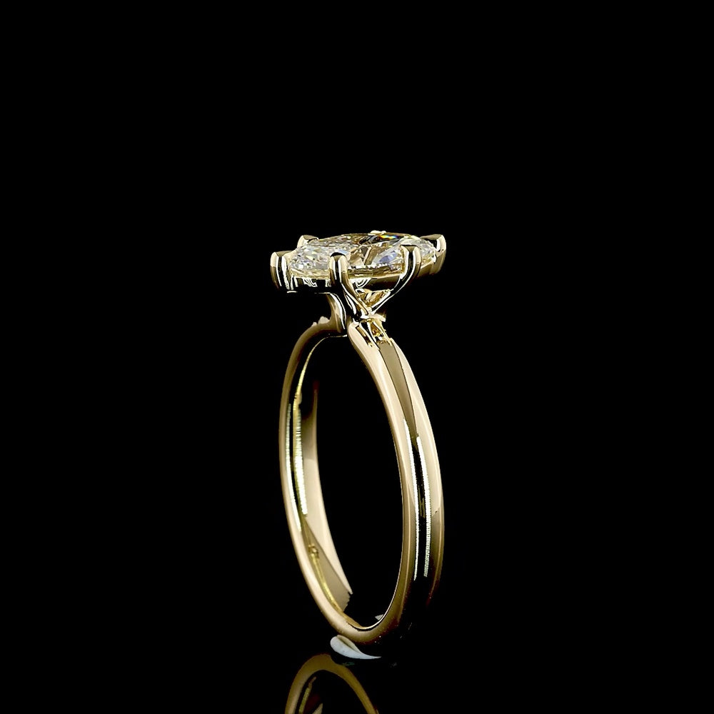 14K Yellow Gold Marquise Cut Solitaire Ring with 1.05 Carat Lab Grown D VVS1 Diamond - IGI Certified - Covaloro Fine Jewelry