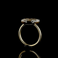 14K Yellow Gold Marquise Cut Solitaire Ring with Black Rhodium Prong and Bezel Setting - 2.44 Carat Lab Grown Diamond E-F VS1 - Covaloro Fine Jewelry