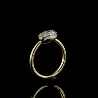 14K Yellow Gold Marquise Cut Solitaire Ring with Black Rhodium Prong and Bezel Setting - 2.44 Carat Lab Grown Diamond E-F VS1 - Covaloro Fine Jewelry