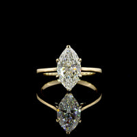 14K Yellow Gold Marquise Cut Solitaire Ring with IGI Certified 2.14 Carat Lab-Grown E-F VVS2 Diamond - North-South Prong Setting - Covaloro Fine Jewelry