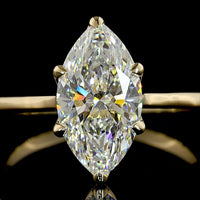 14K Yellow Gold Marquise Cut Solitaire Ring with IGI Certified 2.14 Carat Lab-Grown E-F VVS2 Diamond - North-South Prong Setting - Covaloro Fine Jewelry