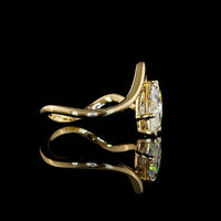 14K Yellow Gold Marquise Cut Solitaire Ring with Inclined Setting - 2.05 Carat Lab Diamond E-F VS1 - Covaloro Fine Jewelry