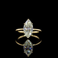 14K Yellow Gold Marquise Cut Solitaire Ring with North-South Set Lab Diamond - 2.67 Carat Total Weight, E-F Color, VVS2 Clarity - Covaloro Fine Jewelry