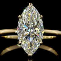 14K Yellow Gold Marquise Cut Solitaire Ring with North-South Set Lab Diamond - 2.67 Carat Total Weight, E-F Color, VVS2 Clarity - Covaloro Fine Jewelry