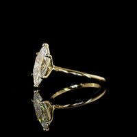 14K Yellow Gold Marquise Cut Solitaire Ring with North-South Set Lab Diamond - 2.67 Carat Total Weight, E-F Color, VVS2 Clarity - Covaloro Fine Jewelry