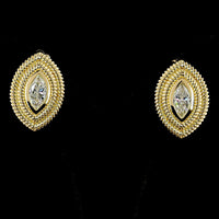 14K Yellow Gold Marquise Cut Stud Earrings with Bezel Setting and Milgrain Detail - 2.32 Carats Total Weight Lab Grown Diamonds - Covaloro Fine Jewelry