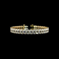 14K Yellow Gold Marquise Cut Tennis Bracelet with Inclined Prong Set Lab Diamonds - 7.64 Carats Total Diamond Weight - Covaloro Fine Jewelry
