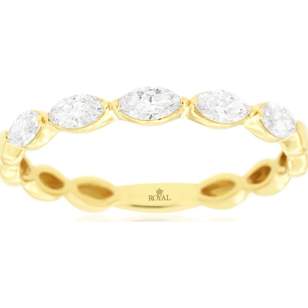 14K Yellow Gold Marquise Diamond Band with Bezel Set Stones - 0.38 Carat Total Diamond Weight - Royal Jewelry