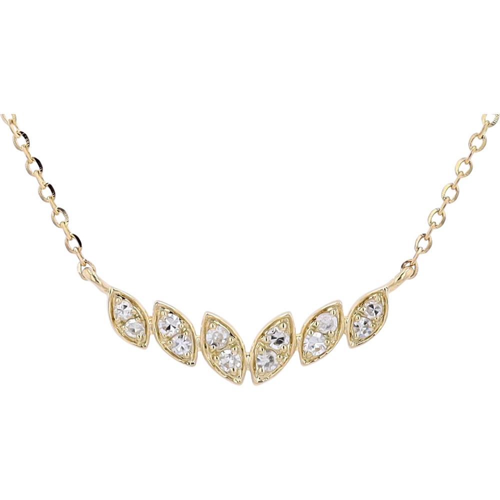 14K Yellow Gold Marquise Diamond Necklace with Round-Cut Diamonds - 0.10 Total Carat Weight