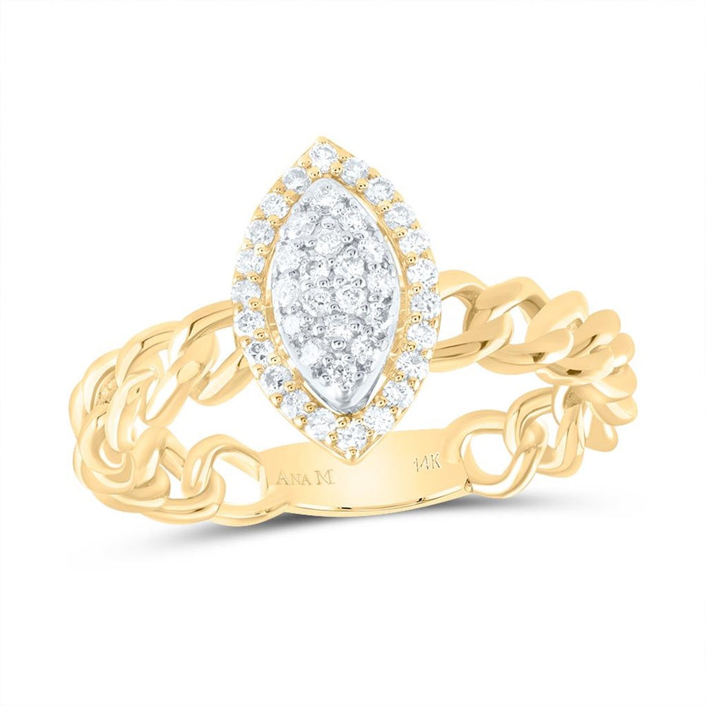 14K Yellow Gold Marquise Diamond Ring - 1/4 Carat Total Diamond Weight