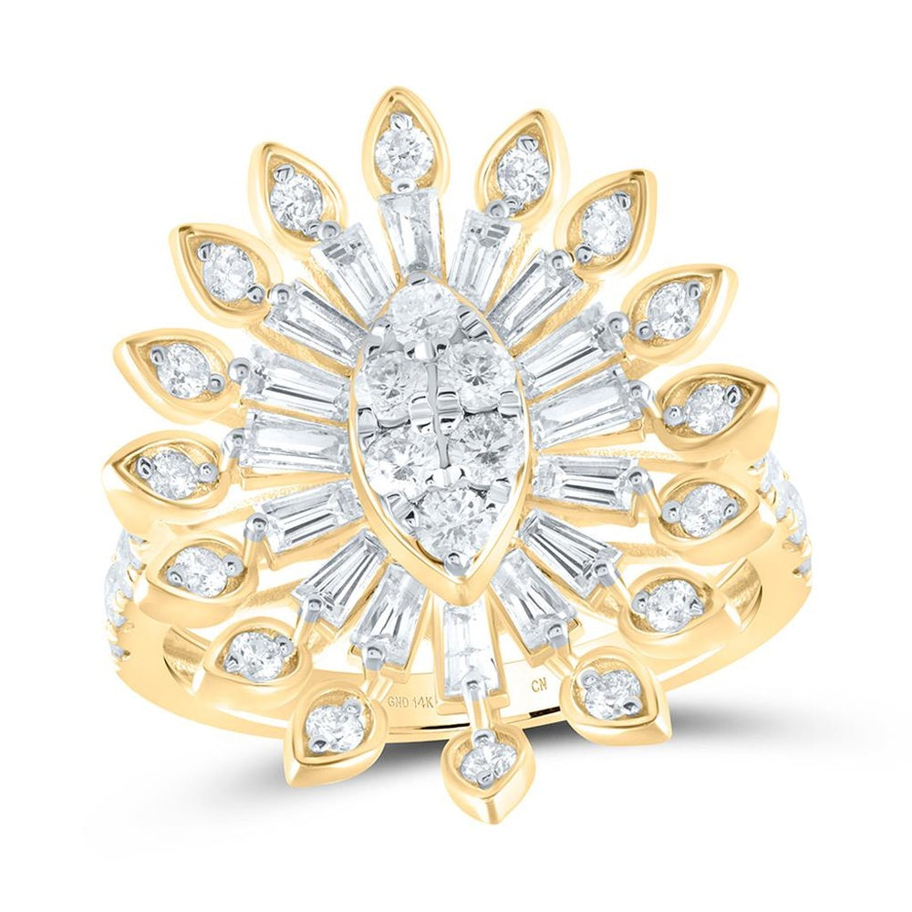 14K Yellow Gold Marquise Diamond Ring - 1 7/8 Carat Total Diamond Weight