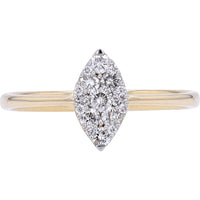 14K Yellow Gold Marquise Diamond Ring with Diamond Halo - 0.27 Carats Total Diamond Weight