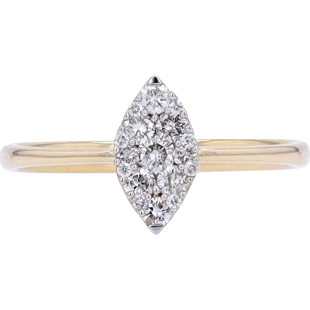 14K Yellow Gold Marquise Diamond Ring with Diamond Halo - 0.27 Carats Total Diamond Weight