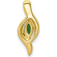 14K Yellow Gold Marquise Emerald and Diamond Pendant - 0.17 Carat Emerald, 0.01 Carat Total Diamond Weight by Lumare Gioia